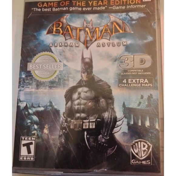 Batman Arkham Asylum Xbox 360 Game Of Year Edition 3D Platinum HitCAse Manual - Picture 1 of 3